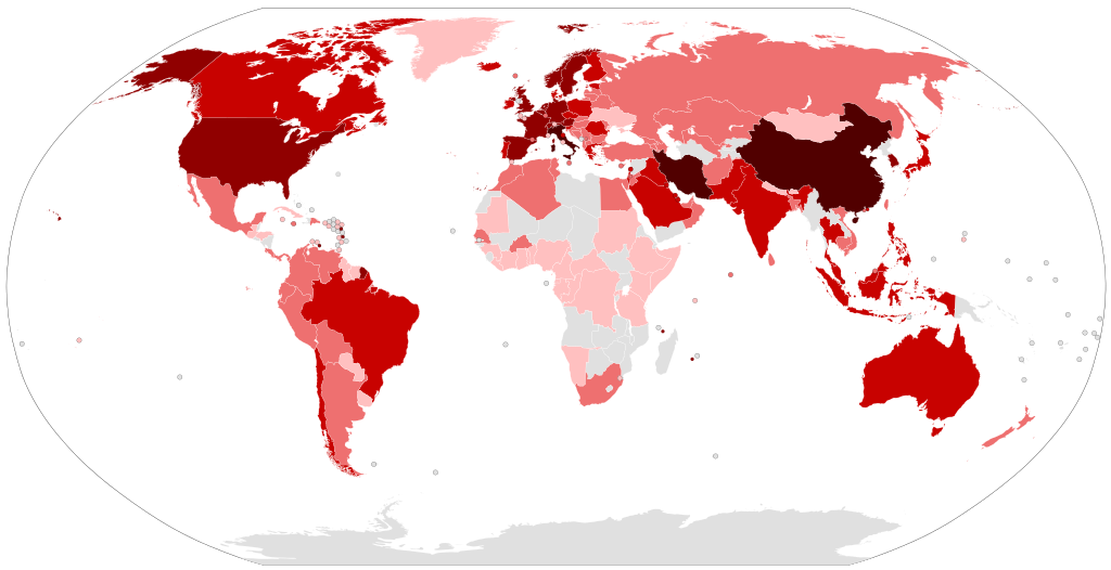 World map of the coronavirus outbreak.