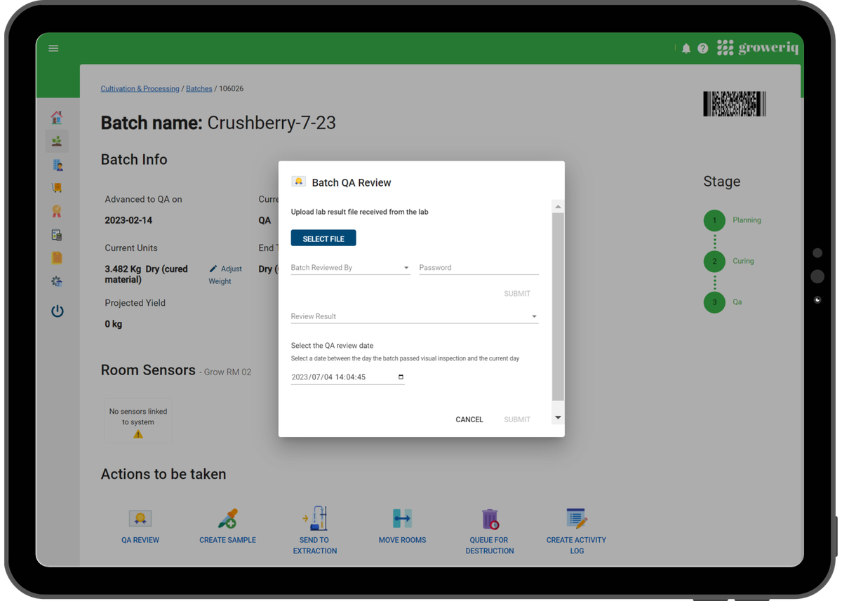 Cannabis QMS Software | QA BATCH APPROVAL CHECKPOINTS