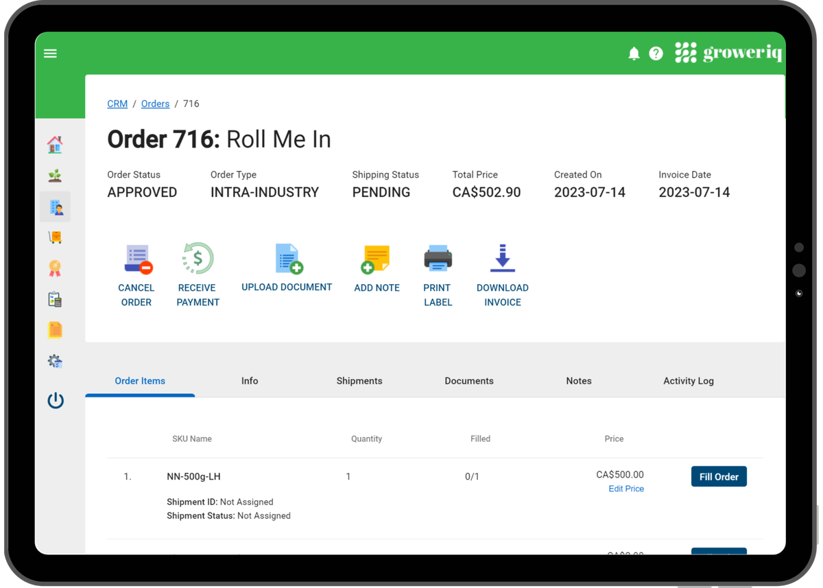 crm de la semence à la vente - approbation des commandes