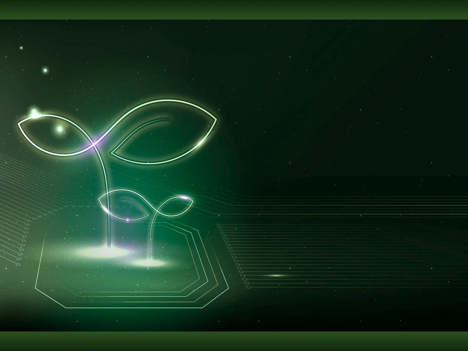 A futuristic digital rendering of sprouting plants with glowing outlines on a green tech background, symbolizing the innovation and growth of industrial hemp cultivation.