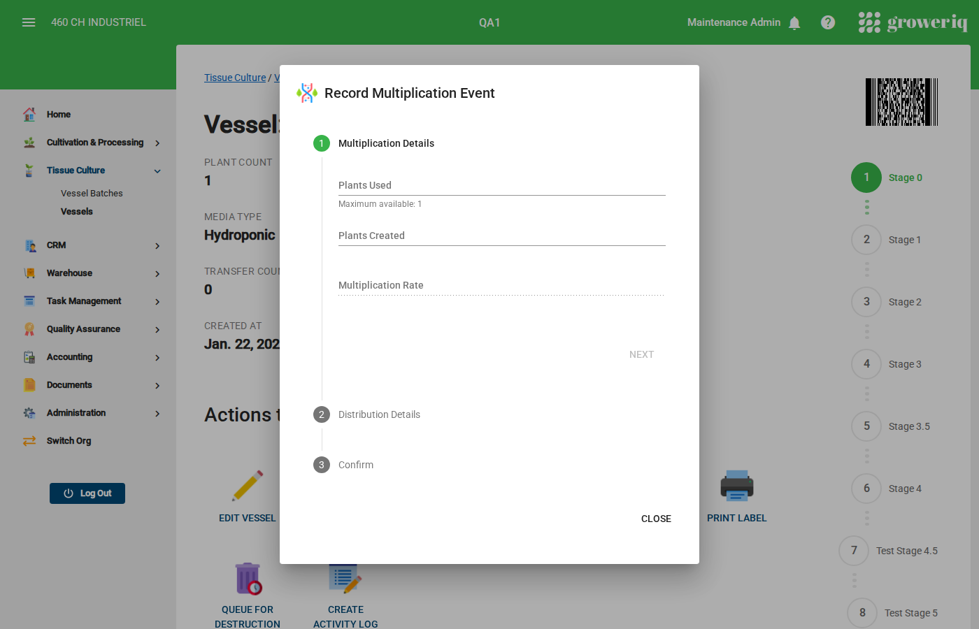 Step 3: Enter the number of plants used and plants created