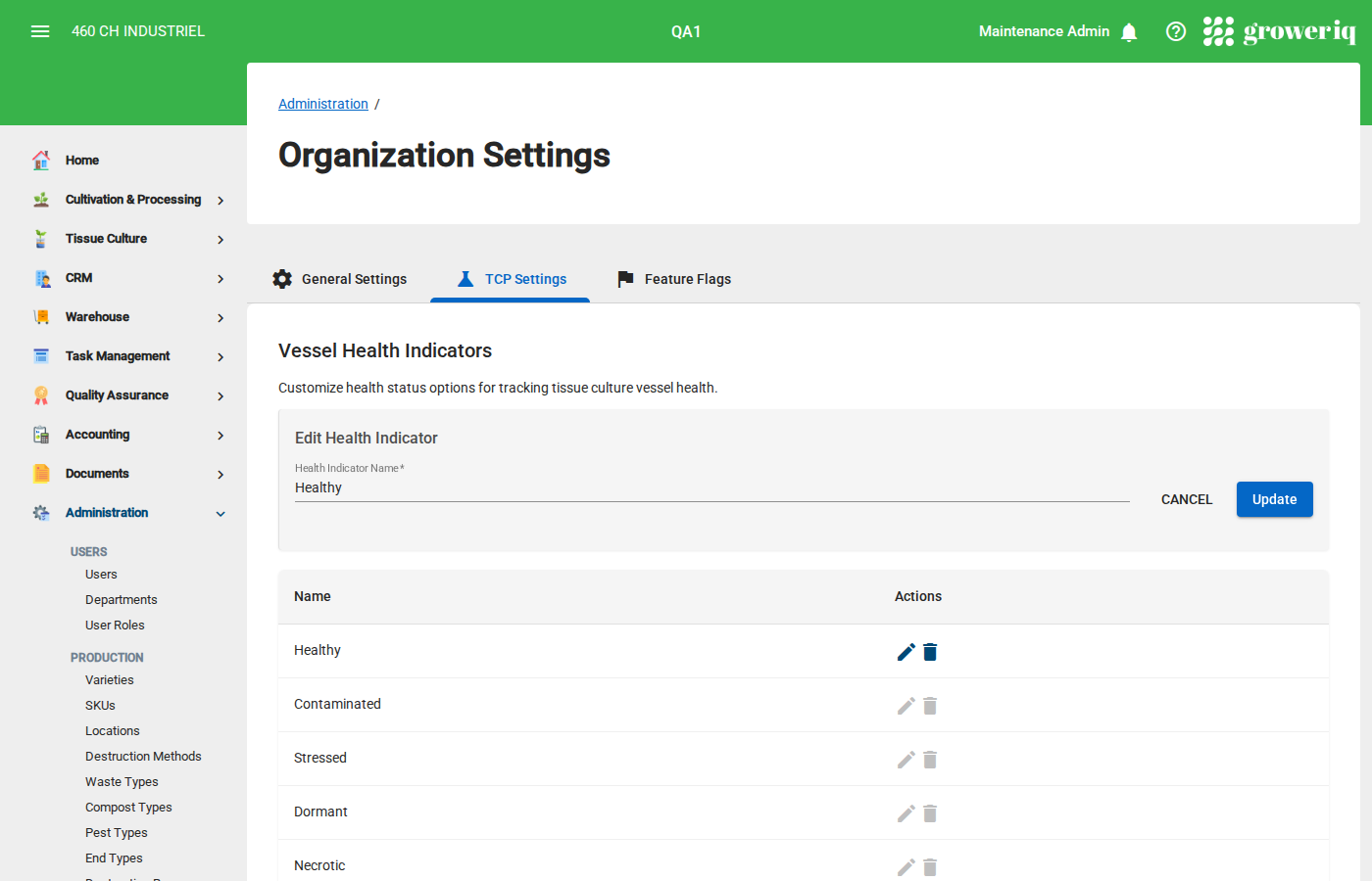 Step 4: Click the pencil icon to edit an item, then update the name and click Update