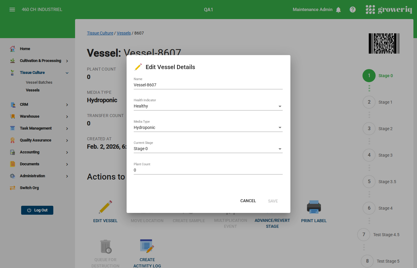 Step 3: Click Edit Vessel and update the vessel's properties