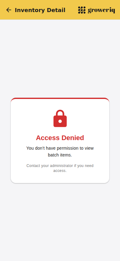 Access Denied screen advising the user to contact their administrator