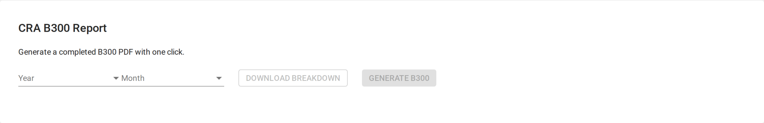 CRA B300 Report generation card