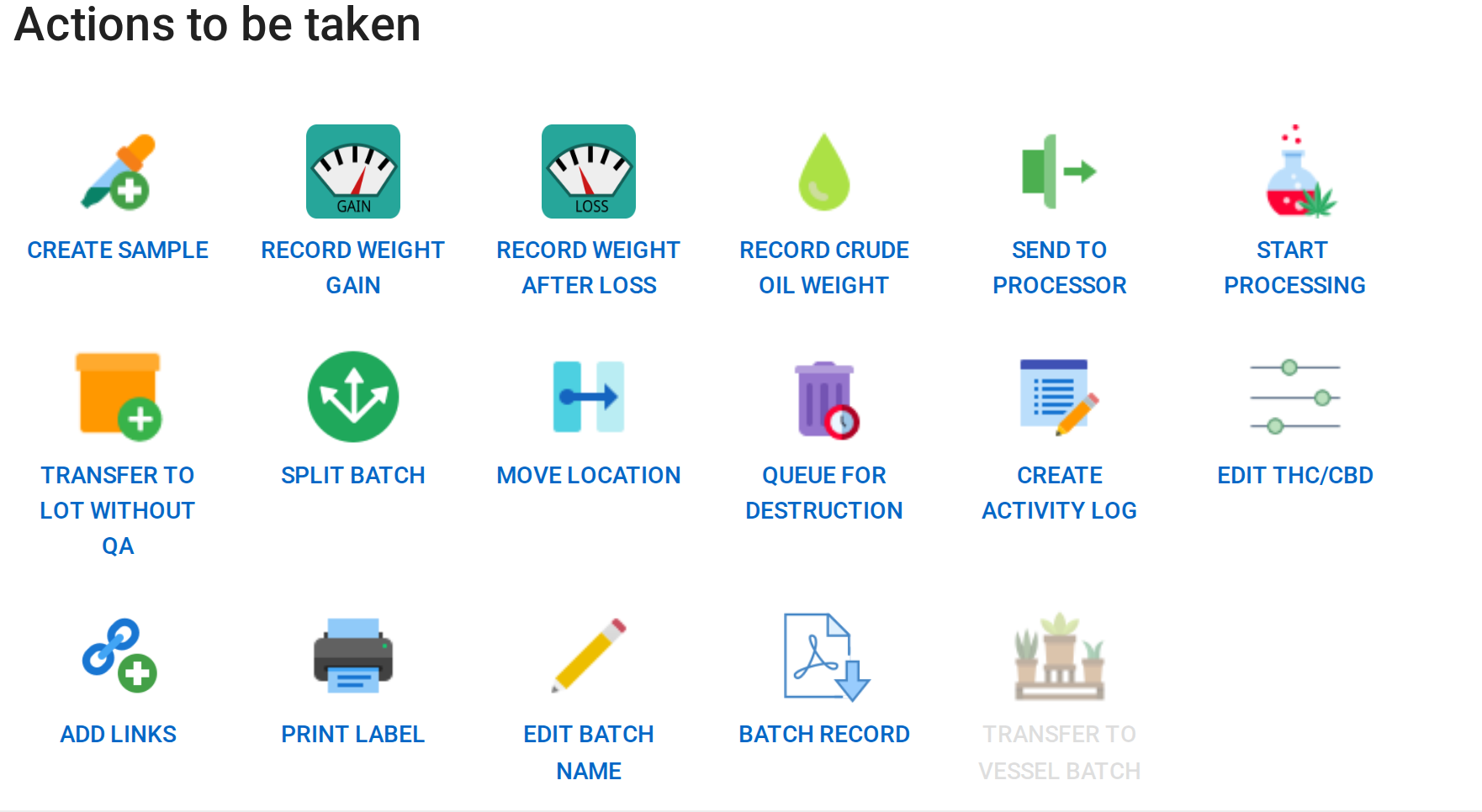 Batch actions showing the new Transfer to Lot without QA button